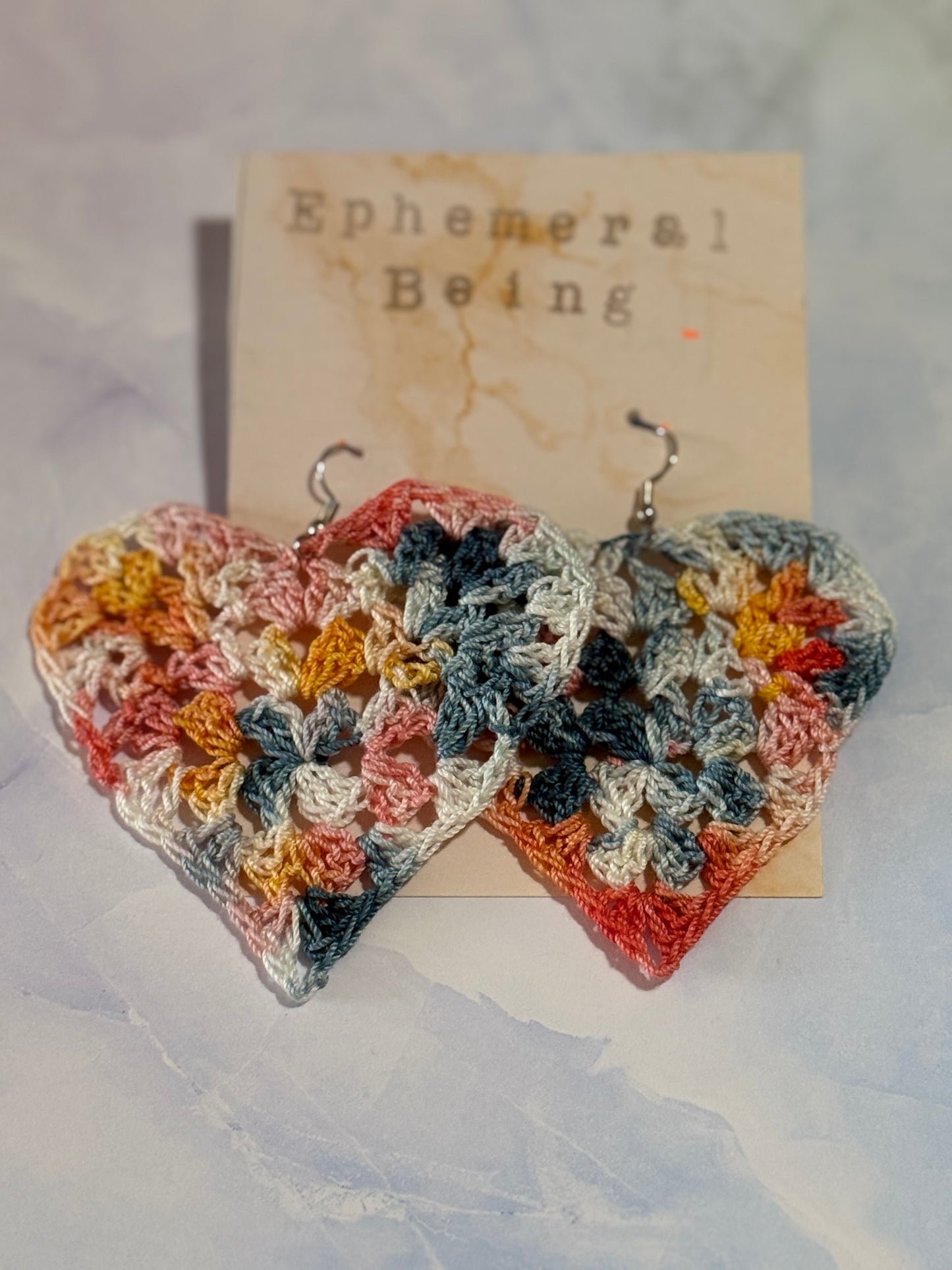 Granny Stitch Heart Earrings