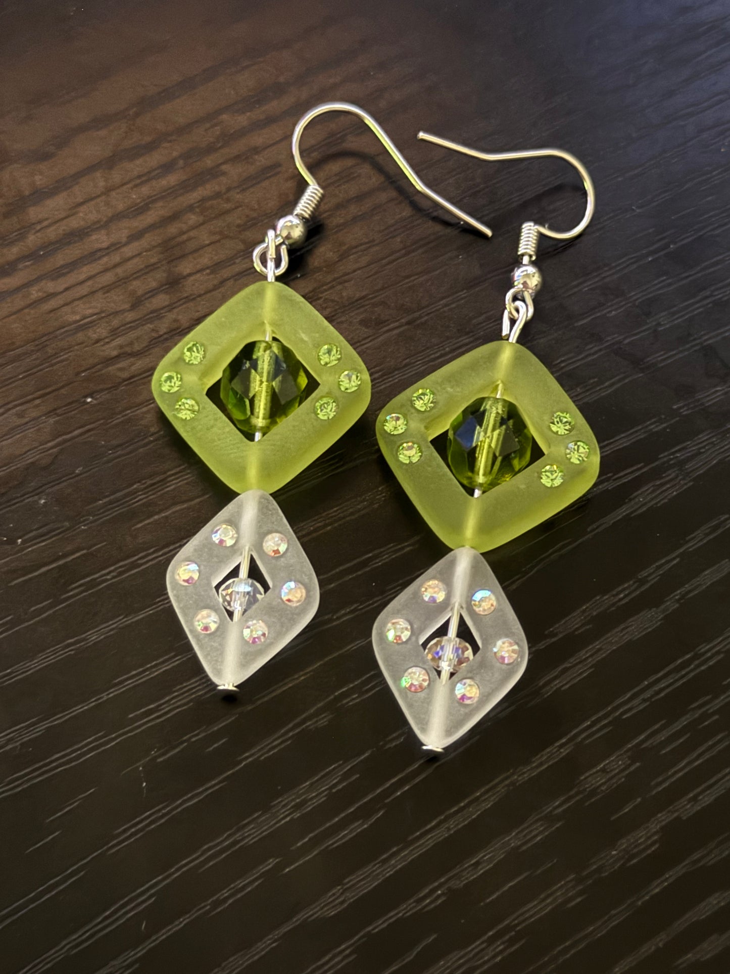 Frosted Glass Diamond Earrings