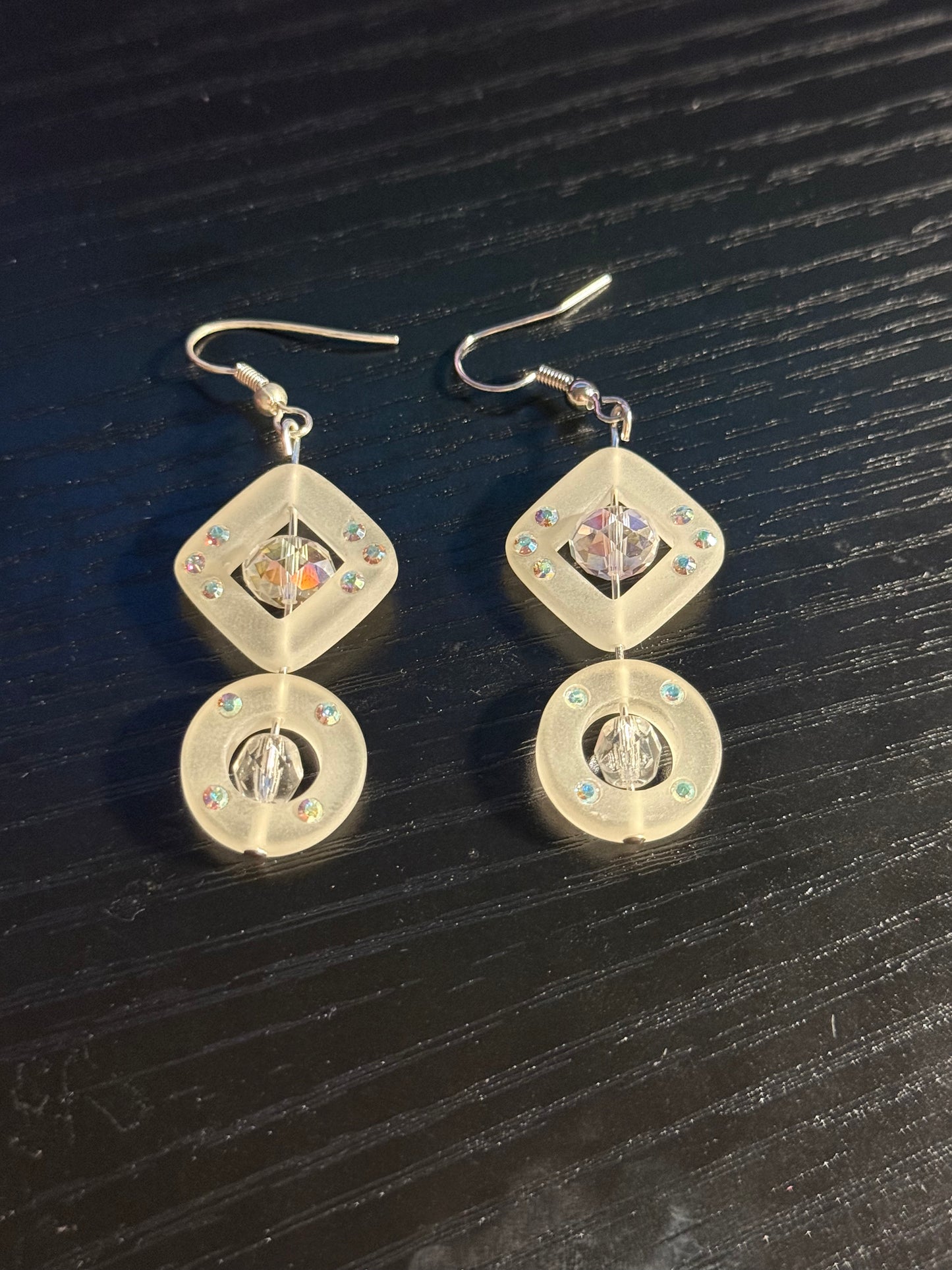 Frosted Glass Diamond Earrings