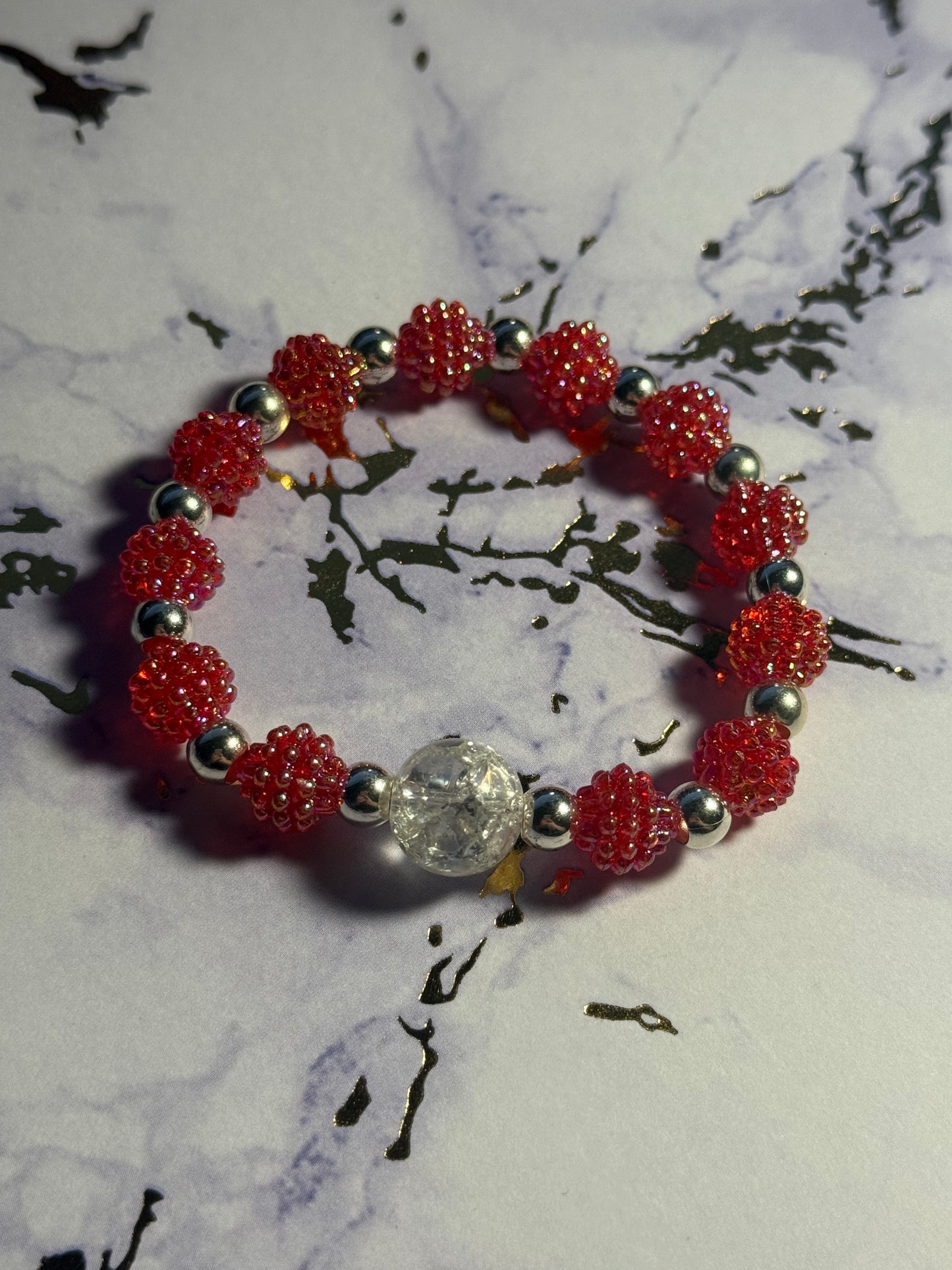 Textured Bead Bracelet with Glass Statement Bead