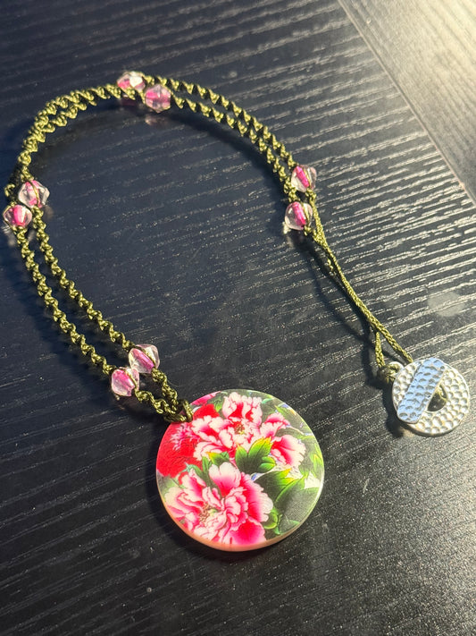 Pink Flower Pendant Necklace