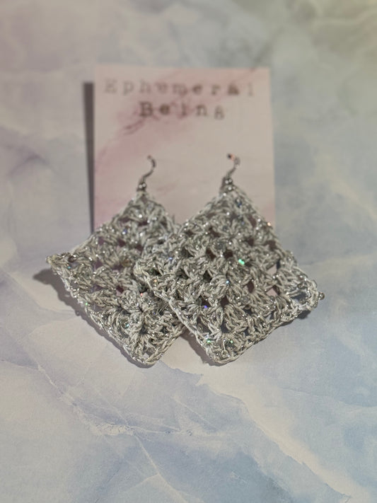 Mitred Square Sparkle Earrings