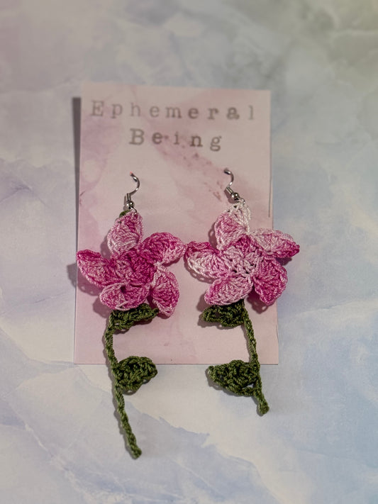 Standard Flower earrings with Stem Dangle