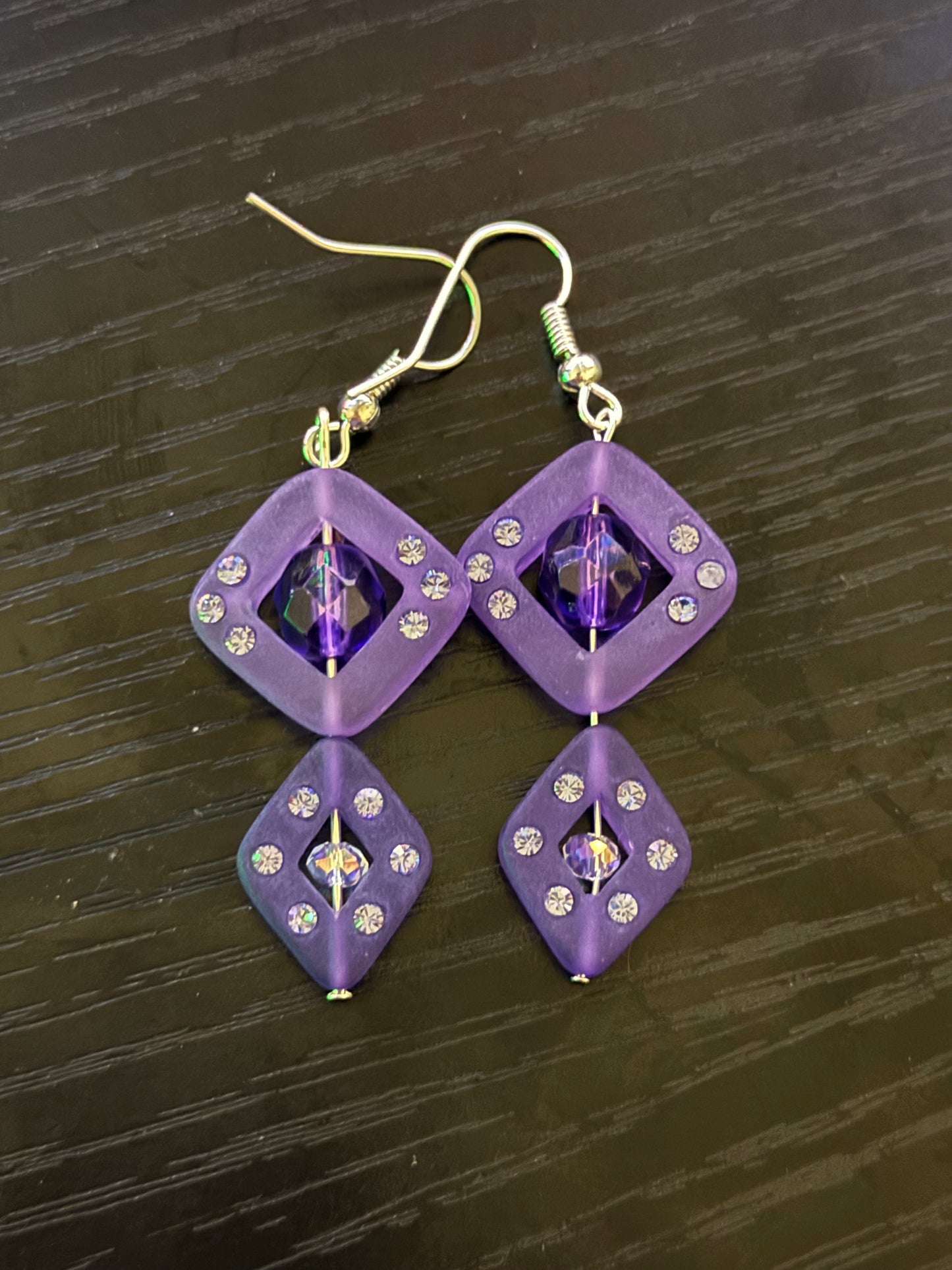 Frosted Glass Diamond Earrings