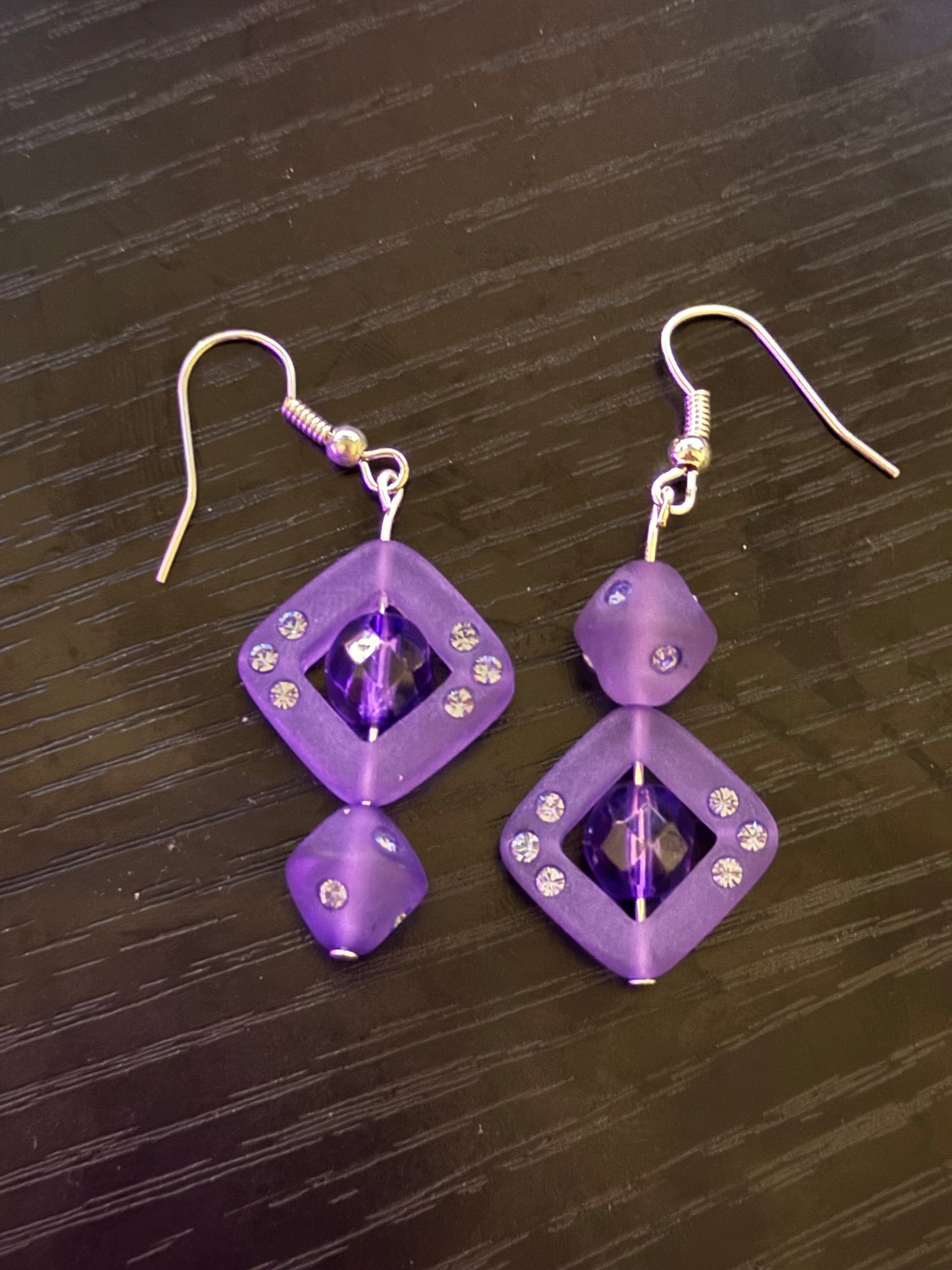 Frosted Glass Diamond Earrings