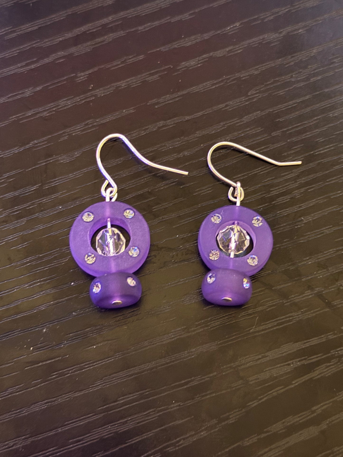 Frosted Glass Small Circle Earrings