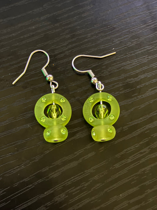 Frosted Glass Small Circle Earrings