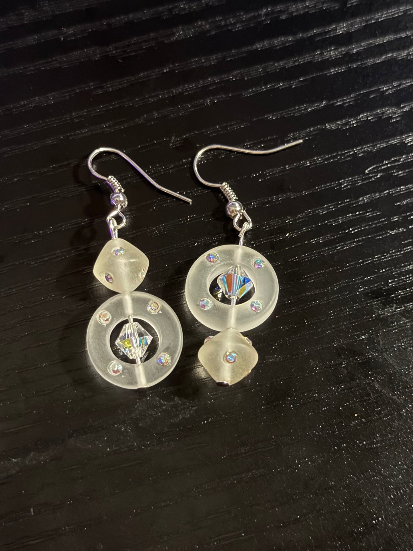 Frosted Glass Small Circle Earrings