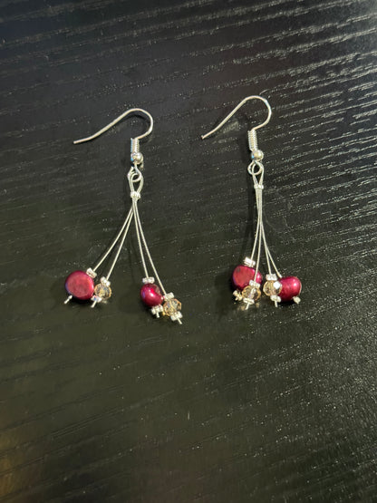 Maroon Freshwater Pearl and Faux Crystal Set