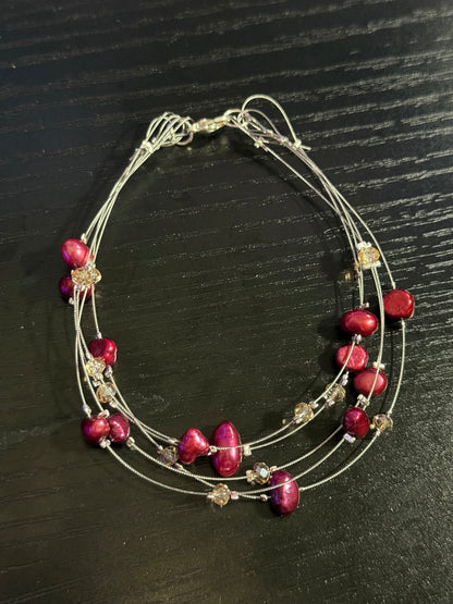 Maroon Freshwater Pearl and Faux Crystal Set