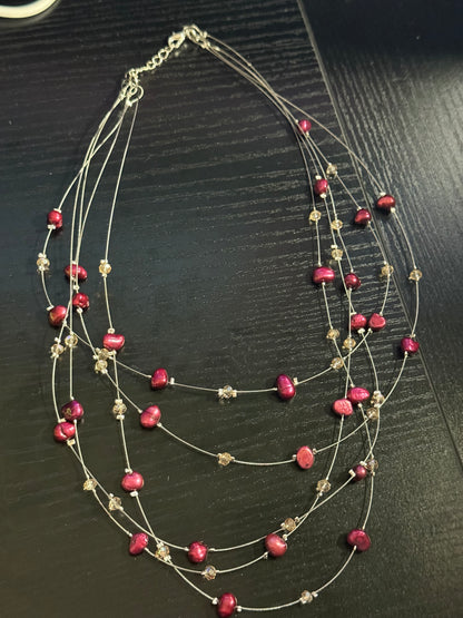Maroon Freshwater Pearl and Faux Crystal Set