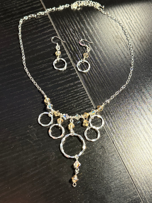 Silver Loops Necklace and Earrings Set