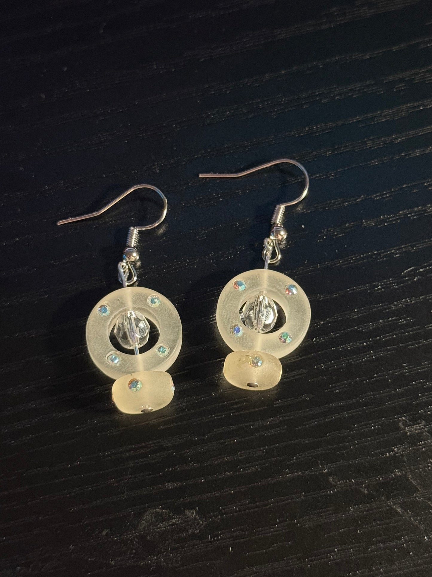 Frosted Glass Small Circle Earrings