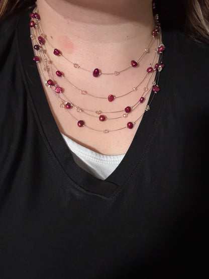 Maroon Freshwater Pearl and Faux Crystal Set