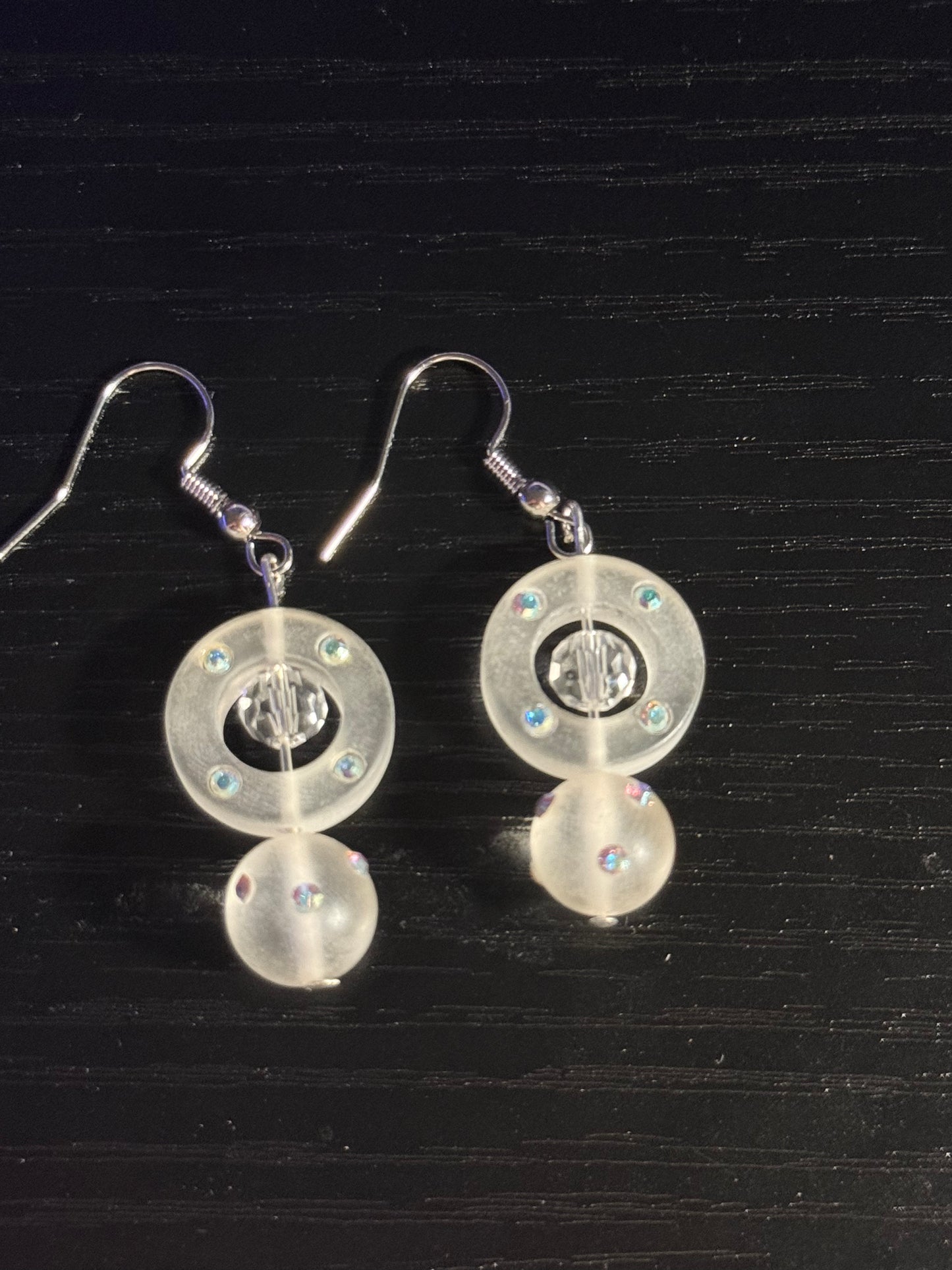 Frosted Glass Small Circle Earrings