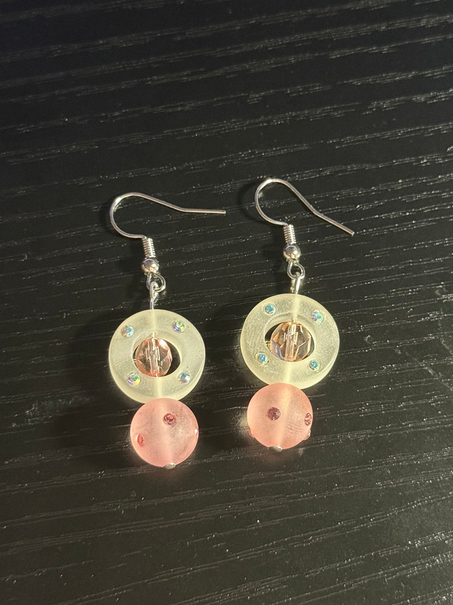 Frosted Glass Small Circle Earrings