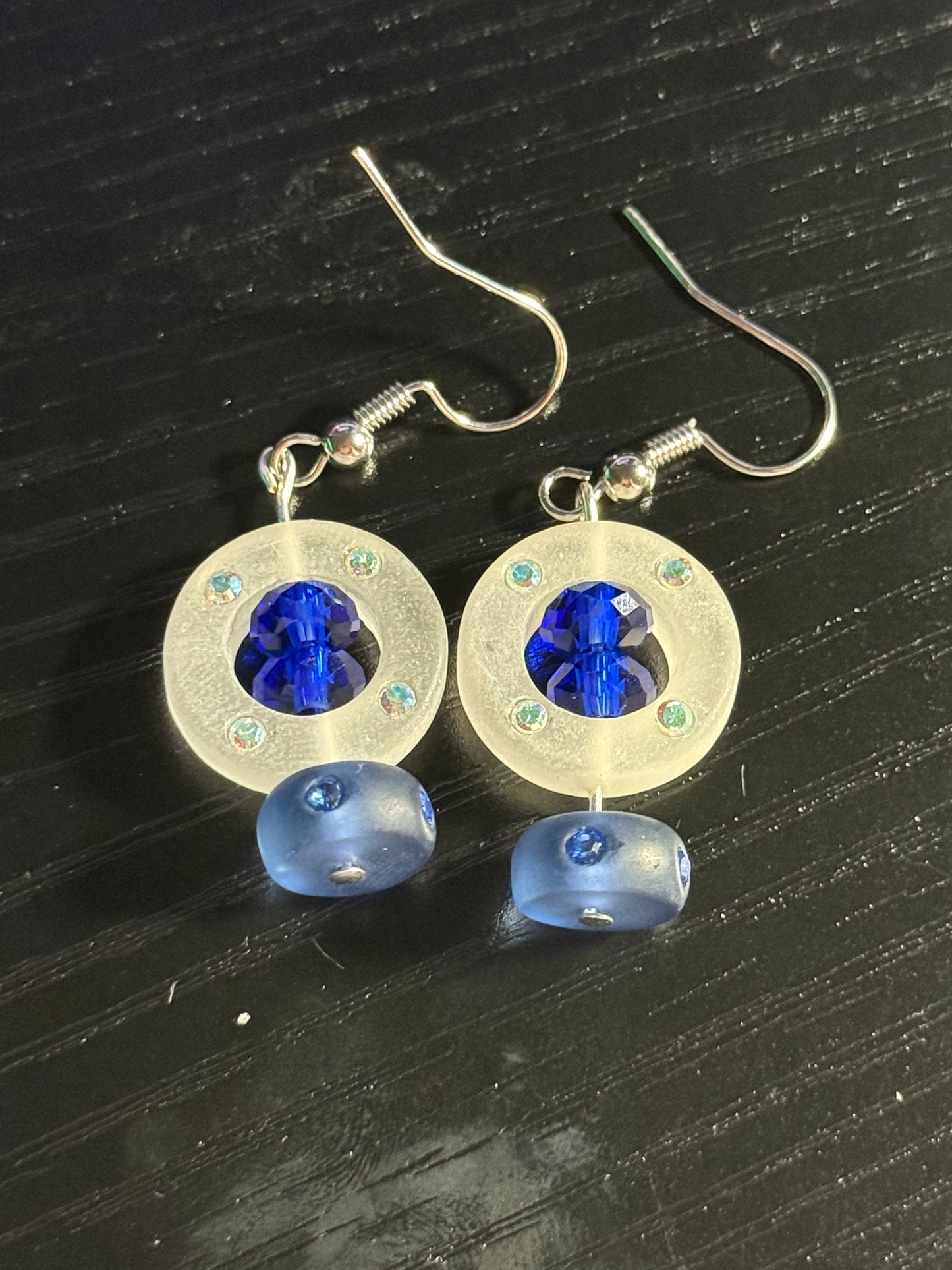 Frosted Glass Small Circle Earrings