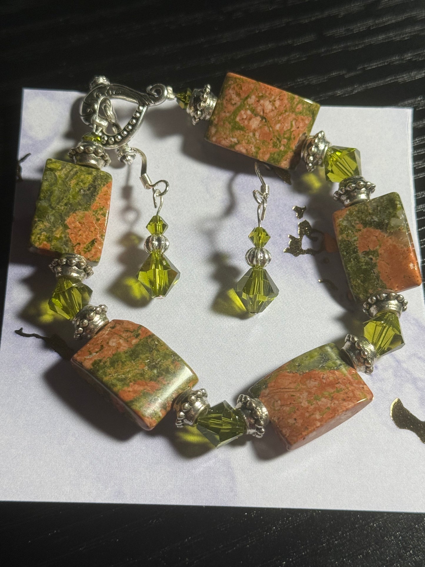 Stone Bracelet and Earrings Set