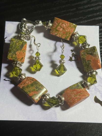 Stone Bracelet and Earrings Set