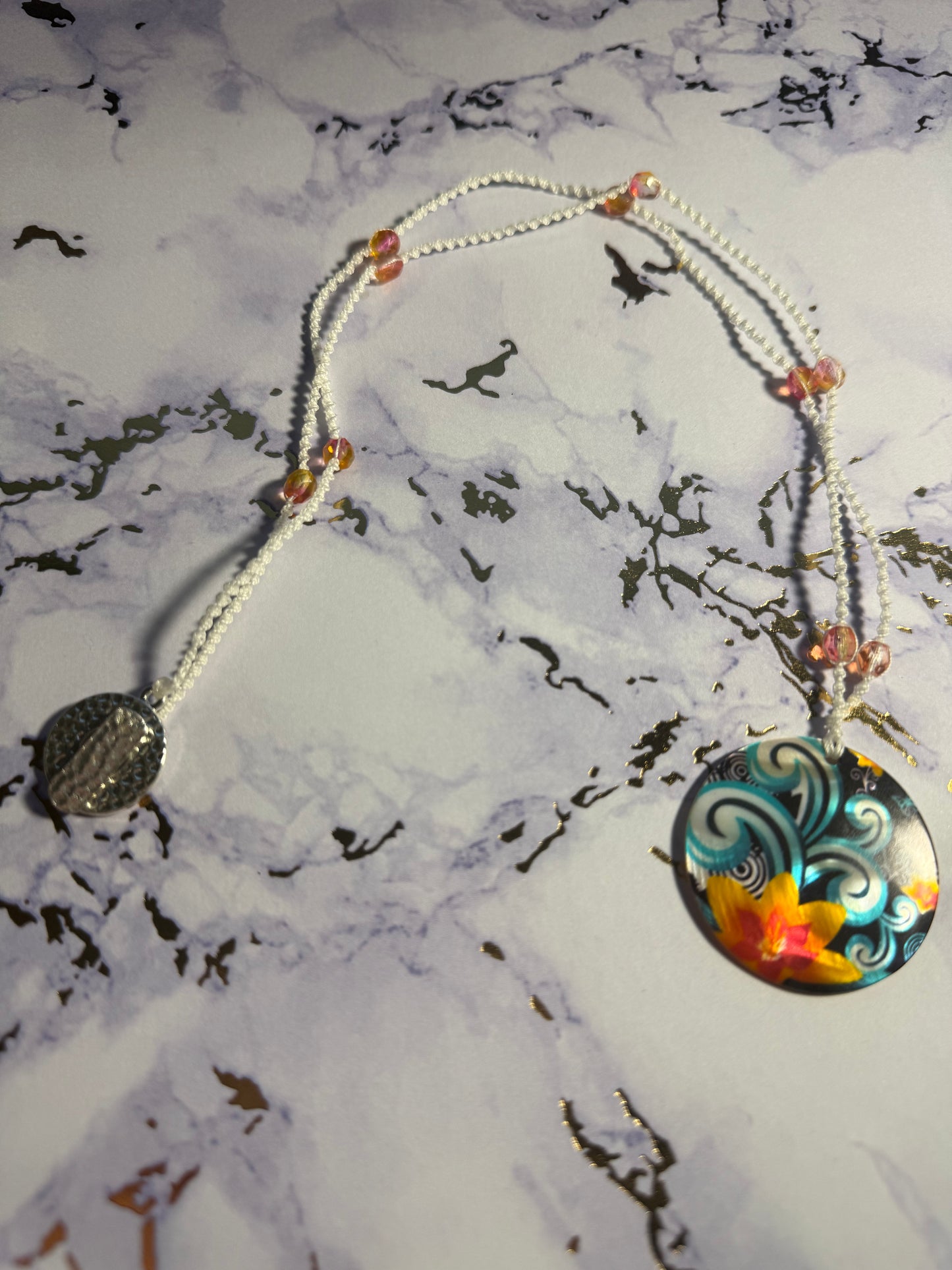 Orange Flower Pendant Necklace
