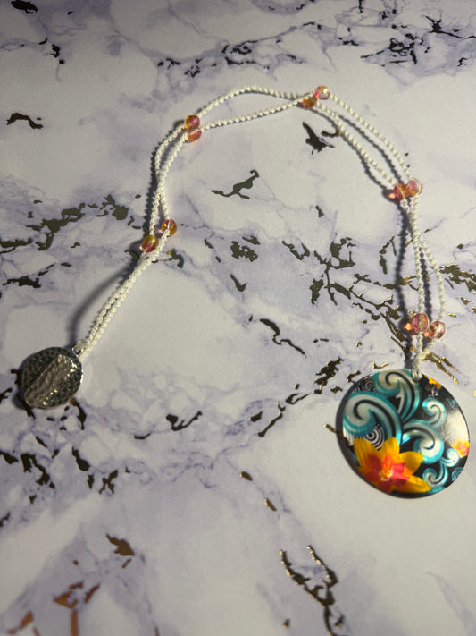 Orange Flower Pendant Necklace