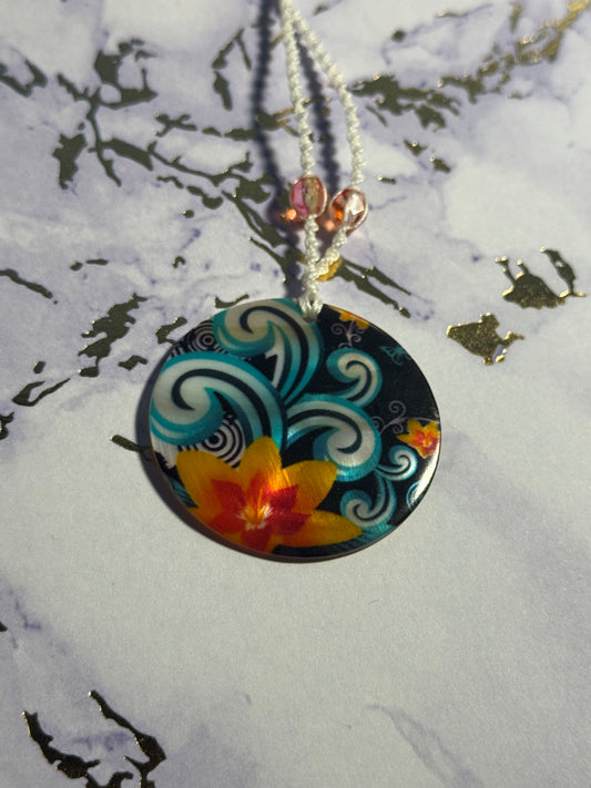 Orange Flower Pendant Necklace